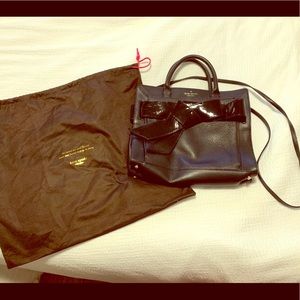 Kate Spade black leather crossbody satchel (12”)
